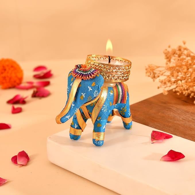 Rajasthani Elephant Tea Light Candle Holder (Pack of 4)
