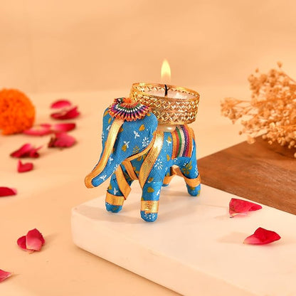 Rajasthani Elephant Tea Light Candle Holder (Pack of 4)